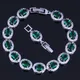 Bracelet chaîne à maillons plaqué argent ovale vert zircone cubique luxueux 18cm 20cm V0225