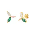 Aide – boucles d'oreilles ovales en Zircon en argent Sterling 925 branches de feuilles de cristal