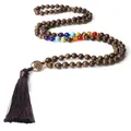 Collier de perles en bois naturel Mala pour hommes et femmes 108 collier de prière bouddhiste