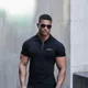 Muscleguy-Polo de sport à manches courtes pour hommes t-shirt en coton coupe couvertes vêtements