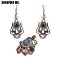 SUNSPICE – ensembles de bijoux indiens boucles d'oreilles longues anneaux de fleurs antiques