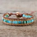 Bracelet rond tissé pour femme bijoux bohèmes déclaration turquoise charbon or JOWoven