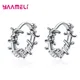 925 argent Sterling femmes hommes boucles d'oreilles cerceau état Punk platine noir couvert strass