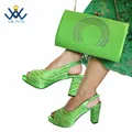 Peep Parker Lemon Green Document Ensemble de chaussures et de sacs pour femmes sandales de haute