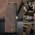 Étui portefeuille vintage en cuir PU pour Samsung Galaxy Z 5 4 5G avec fentes pour cartes