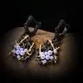 Boucles d'oreilles Vintage en perles noires et dorées pour femmes bijoux de luxe en argent Sterling