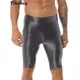 Short de bain brillant pour hommes taille haute élastique Leggings courts bas de sport maillot