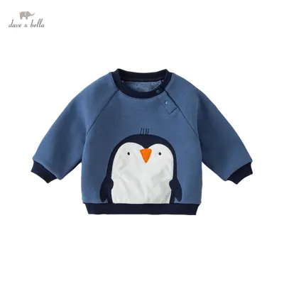 David Bella – sweat-shirt à col rond pour enfant vêtement d'automne et d'hiver bleu imprimé