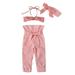 Odeerbi Baby Boy Girl Clothes Toddler Outfit 2024 Fashion Stripe Print Short Top Frenulum Bow Trousers Long Pants Headdress Suit Red