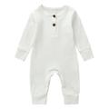 Honeeladyy Kids Baby Toddler Clothes Newborn Baby Spring And Autumn Clothes Comfortable Solid Color Round-neck Rompers White 0-3 Months In Season