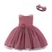 Flower Baby Girls Dress Formal Bowknot Tutu Backless Puffy Tulle Gowns Princess Wedding Baptism Pageant Birthday Party Maxi Dress