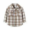 Odeerbi Toddler Winter Coat Kids Boys Girls Outerwear Jackets Flannel Shirt Jacket Plaid 2024 Long Sleeve Lapel Button Down Shacket Shirts Coats Fall Tops Beige