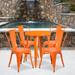 Flash Furniture Commercial Grade 30" Round Metal Indoor-Outdoor Table Set w/ 4 Cafe Chairs Wood in Orange | 5 W in | Wayfair