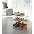 Yamazaki Home Shoe Rack, Wide, Short, Steel, Short, Holds 6 to 9 shoes, Handles in White | 17.91 H x 19.69 W x 5.51 D in | Wayfair 2480