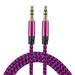 2 Pack Aux Cable 3.5mm Male to Male Nylon Braided 3Ft 3 Pole Hi-Fi Stereo Sound Auxiliary Cord Rose Red