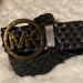 Michael Kors Accessories | Michael Kors Black Belt With Mk Emblem | Color: Black/Gold | Size: 41”