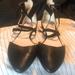 Nine West Shoes | Nine West, Leather, Cross Strap Flat | Color: Black | Size: 10