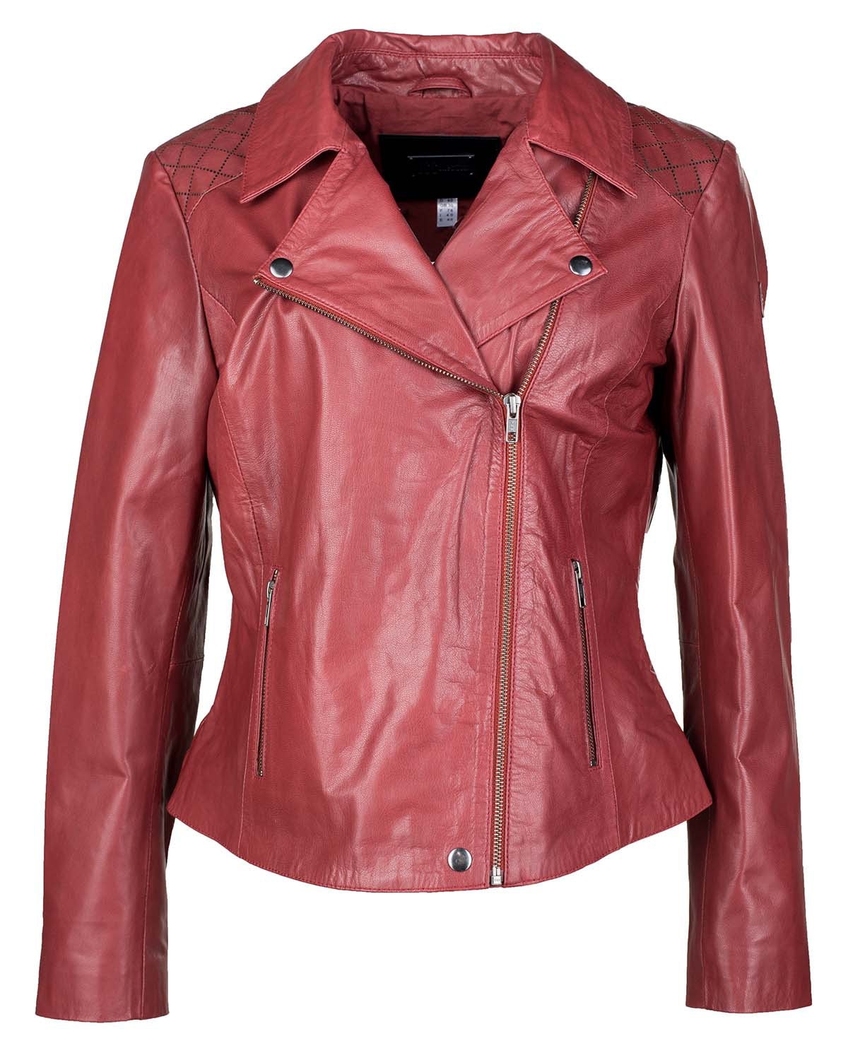 Bikerjacke JCC "1703", Damen, Gr. 40, rot, Obermaterial 100% Ziegenleder / Futter: 100% Baumwolle, Jacken Image