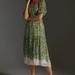 Anthropologie Dresses | Anthropologie Square Neck Smocked Midi Dress Xs | Color: Green | Size: Xs