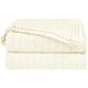 sourcing map Cotton Cable Knit Throw Blanket Soft Throw Couch Covers Decors Knitted Blankets for Sofa Bed, Beige Full(70" x 78")