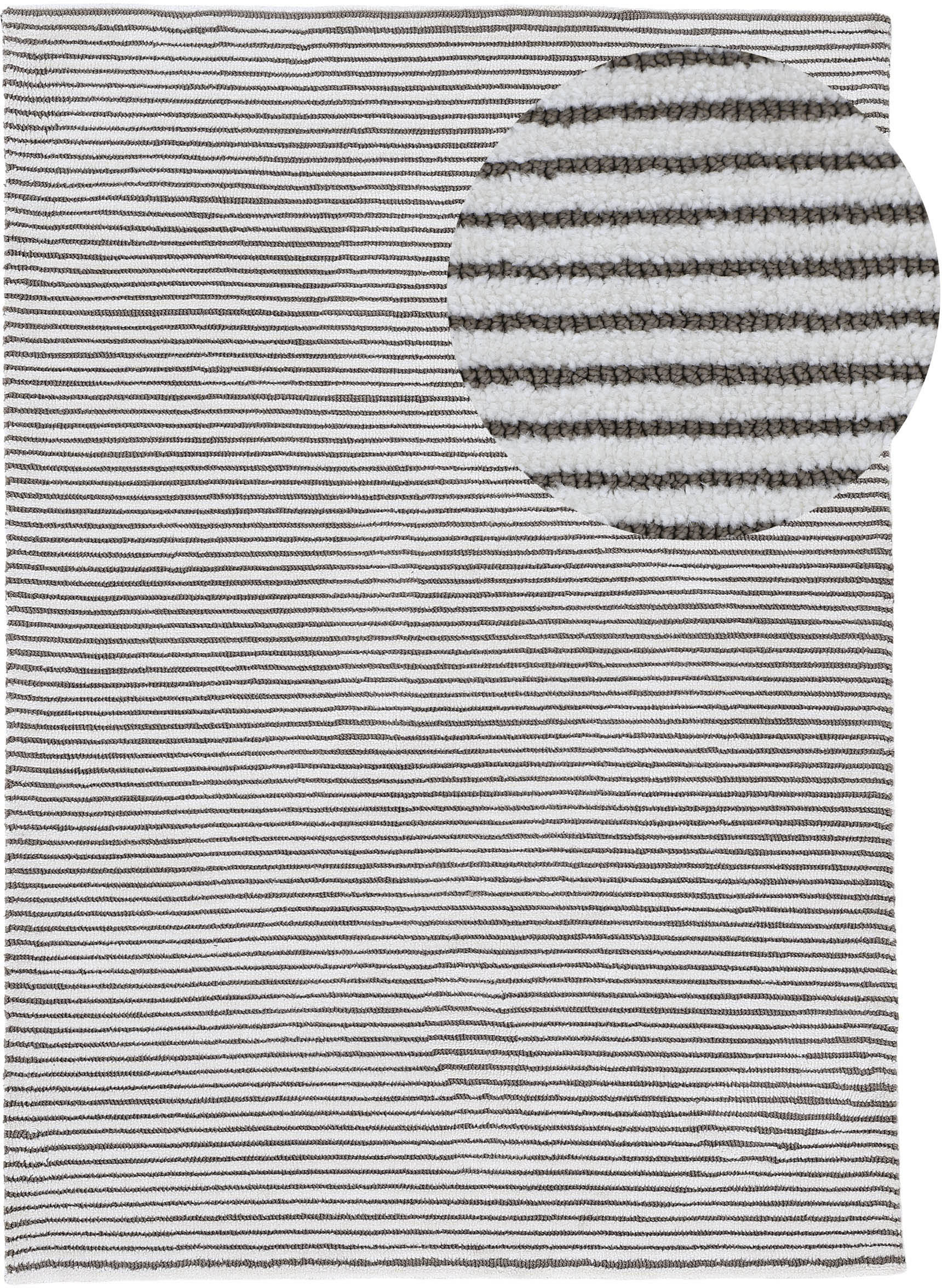 Teppich CARPETFINE "Holly 5", beige, B:120cm H:12mm L:170cm, Polyester, Teppiche, gestreift, Hoch-Tief Struktur, Wohnzimmer Image