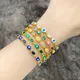 Bracelets multicolores mauvais œil en émail pour femmes en cuivre CZ cristal perles ovales plaqué