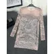 RapIndustry-Robe à paillettes en maille rose pour femme robe mi-longue tempérament d'écaille de