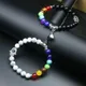 Noir Blanc Coeur Aimant Attirer Couple Bracelet 7 Perles de Chakra Guérison D'énergie Yoga Hommes