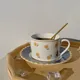 Tasse à café peinte de fleurs en céramique avec plat cuillère tasse mignonne café fournitures de