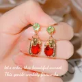 Foydjew – boucles d'oreilles Vintage pour femmes bijoux Vintage imitation diamant rouge rubis