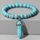 Bracelet en pierres naturelles Turquoises pour hommes et femmes pendentif prisme Hexagonal bijoux