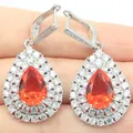 Boucles d'Oreilles en Argent pour Femme Goutte d'Eau Grenat Orange Topaze Bleue de Londres CZ