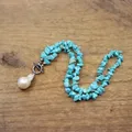 Pendentif irrégulier en perle d'eau douce Turquoise collier en perle naturelle Baroque chapelet