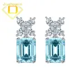 Boucles d'oreilles à tige en pierre précieuse saphir bleu pour femme coussin en argent regardé 925