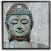 Bungalow Rose Buddha Meditating Figure Closed Eyes Concentration - Picture Frame Painting on MDF in Blue/Gray | 12 H x 12 W x 1.5 D in | Wayfair