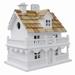 White Cottage Style Wood Birdhouse with unpainted Nest Box Bird House - 7.25"W x 10.75"D x 10.25"H