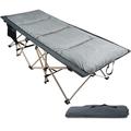 REDCAMP Folding Camping Cots for Adults with Mattress Pad Soft and Comfortable for Outdoor Indoor Office Sleeping Grey Oversized Cot Set