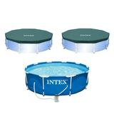 Intex 10 x 2.5-Foot Frame Pool w/ Filter Pump & Intex 10 ft Vinyl Cover 2 Pack