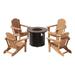 Paradise Outdoor Folding Poly Adirondack Chair With Round Fire Pit Table Sets