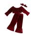 ASEIDFNSA Girls Two Piece Clothing Sets Clothes for Girls Size 14-16 Toddler Girls Winter Long Sleeve Tops Pants With Headband 3Pcs Outfits Clothes Set for Babys Clothes