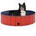Anself Foldable Dog Swimming Pool PVC Collapsible Pet Bathing Tub Portable Large Small Cat Dog Pet Pool for Indoor and Outdoor Red 47.2 x 11.8 Inches (Diameter x H)