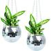 2PCS Sliver Disco Ball Planter with Chain Home Boho Hanging Planter Hanging Mirror Ball Flower Pots for Indoor Outdoor Plants