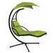 Amazingforless Hanging Curved Chaise Lounge Hammock Chair Swing Lounger with Cushion for Backyard Patio w/ Pillow Canopy Steel Stand