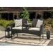 Adreanne Outdoor Wicker Tete-a - Tete bench with Removable Cushions & Table Tempered Glass Top