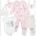 Disney Newborn Baby Layette Set - 7 Piece Mickey/Minnie Mouse & Winnie the Pooh Bodysuit Coveralls Sweatpants Hat Gift Bag (0-6M)