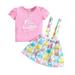 ASEIDFNSA Girls Fashion Girls Outfits Set Easter Skirts Princess Baby Outfits Toddler Tops Girls Print Rabbit Suspenders Kids Bunny Girls Outfits&Set