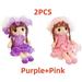 Surakey 2Pcs 17.7 Soft Baby Doll for Girl Down Cotton Rag Dolls Plush Baby Doll for Infants Toddlers Babies Kids Child Birthday Gift Xmas Gift Purple Pink