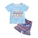 ASEIDFNSA Toddlers And Baby Girls Short-Sleeve Shirts Girls 2T Clothes Toddler Kids Baby Girls 4Th Of July Summer Short Sleeve Independence Day T Shirt Tops Ruffle Shorts Outfits Set