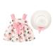ASEIDFNSA Fancy Dress for Girls Fir And Flare Dress Baby Outfit Hat Dress Suspenders Print Strawberry Clothes Girls Princess Girls Dress&Skirt