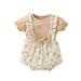 Baby Boy Clothes 3M-18M Short Sleeve Floral Printed Bowknot Romper Bodysuitt Girl Clothes